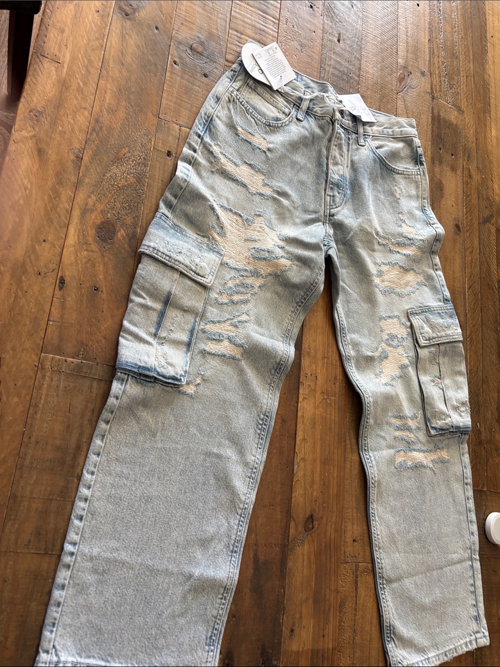 LIU JO Light Blue Distressed Cargo Jeans